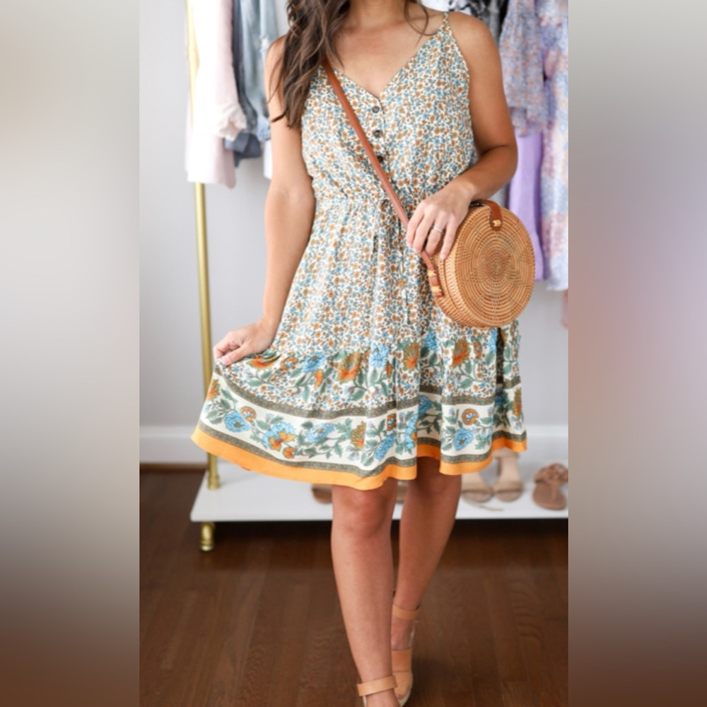 PRETTYGARDEN Women’s Floral V Neck Spaghetti Strap Button Down Sundress
